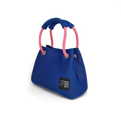 Bolso Kraftet en 3D azul royal asa rosa