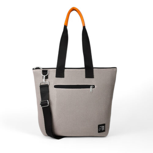 Bolso Barco en tejido 3D beige asa naranja