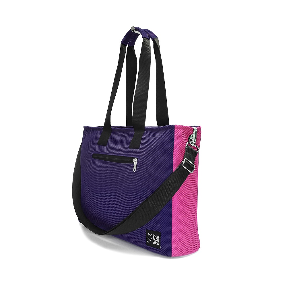 Bolso BOX L en 3D asa larga violeta y rosa