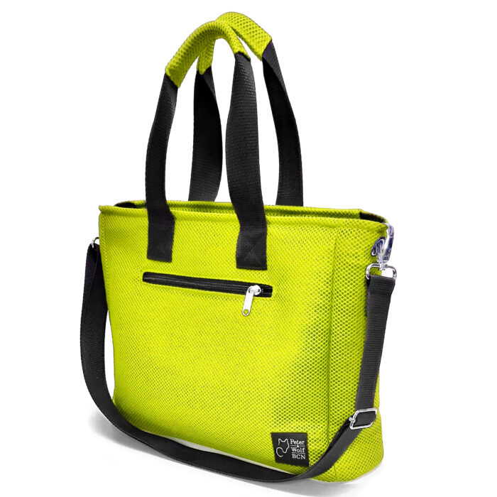 Bolso BOX en tejido 3D asa larga verde lima