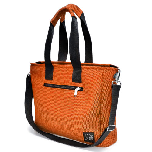 Bolso BOX en tejido 3D asa larga naranja