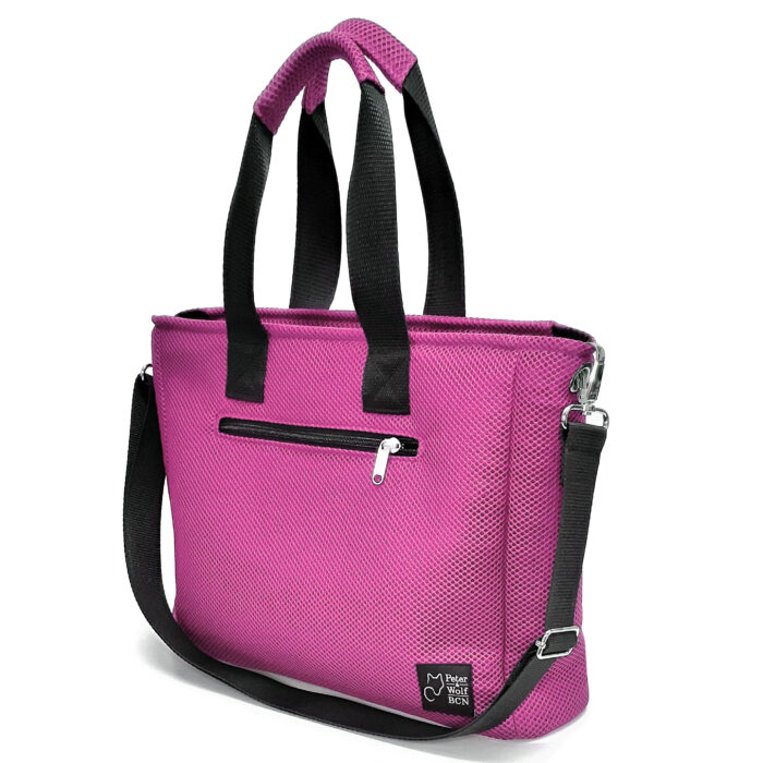 Bolso BOX en tejido 3D asa larga rosa