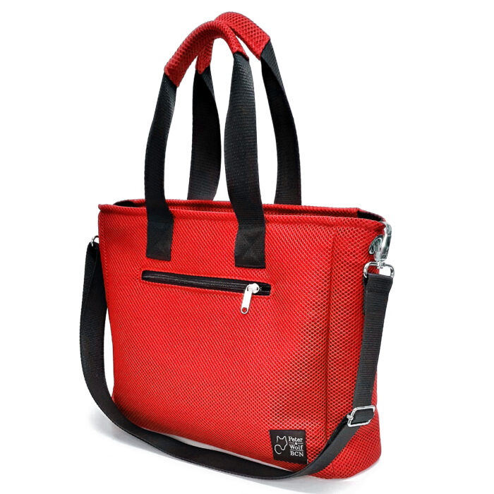 Bolso BOX en tejido 3D asa larga rojo