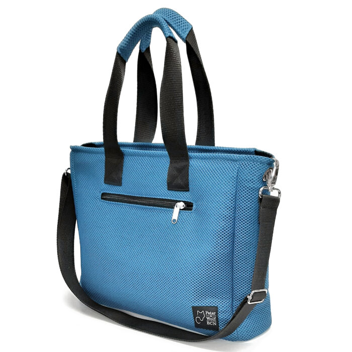 Bolso BOX en tejido 3D asa larga azul cielo