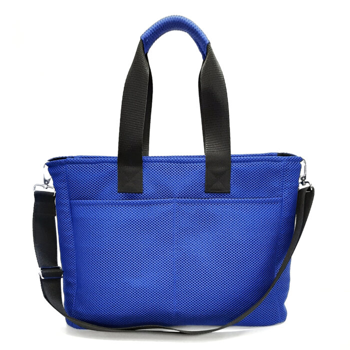 Bolso BOX en tejido 3D asa larga azul royal