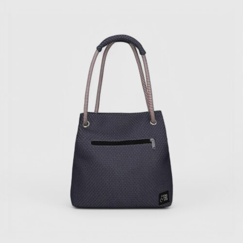Bolso Kraft en tejido 3D gris grafito y cuerda jaspe rojo