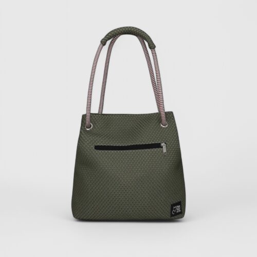 Bolso Kraft Sport 3D Max en tejido 3D verde salvia y cuerda jaspe rojo