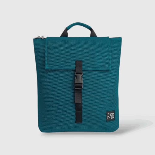 Mochila en tejido técnico 3D verde petróleo