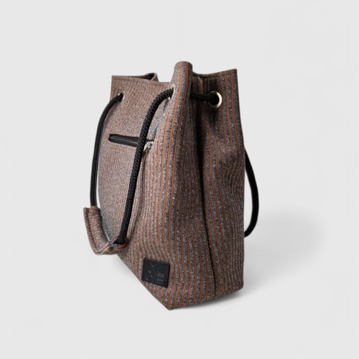 Bolso Kraft tejido Stone gris y cobre