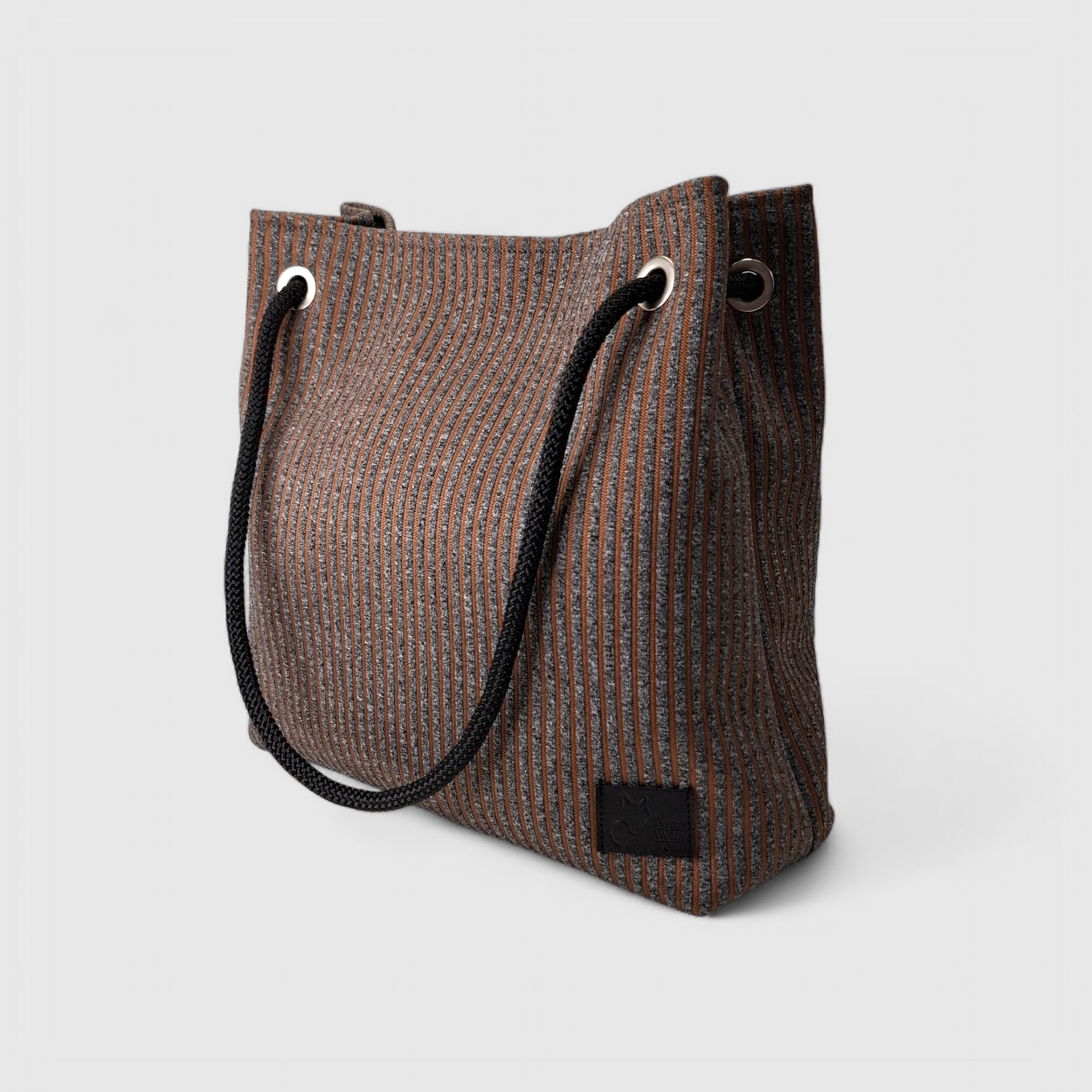 Bolso Kraft tejido Stone gris y cobre